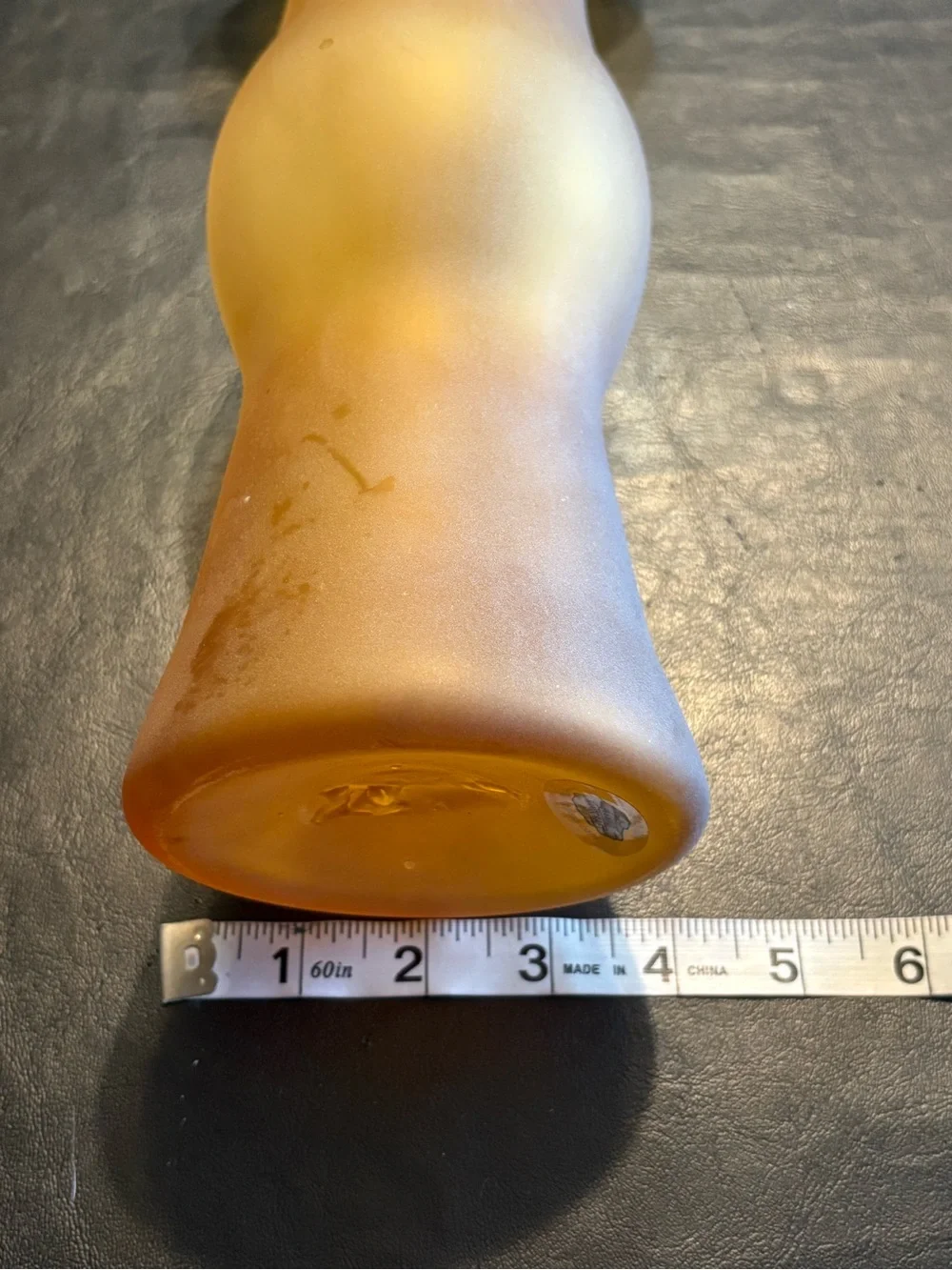 Vintage Blenko 12” Amber Frosted Satin Art Glass Vase Hand Blown MCM Label USA